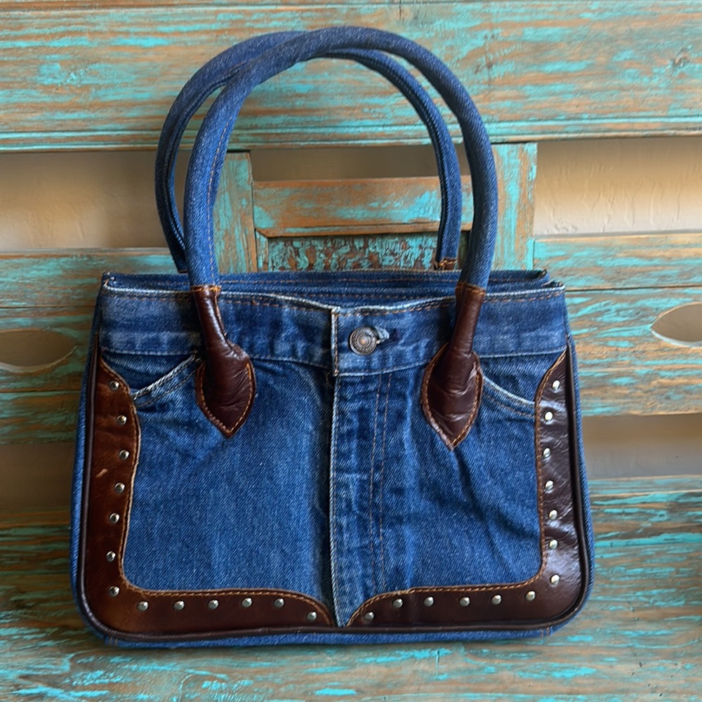 Vintage Handmade Levi’s Denim Bag/Purse Hand & Heart Walnut, CA